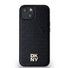 DKNY DKHMP14SPSHRPSK iPhone 14 / 15 / 13czarny/black hardcase Leather Monogram Pattern Metal Logo MagSafe